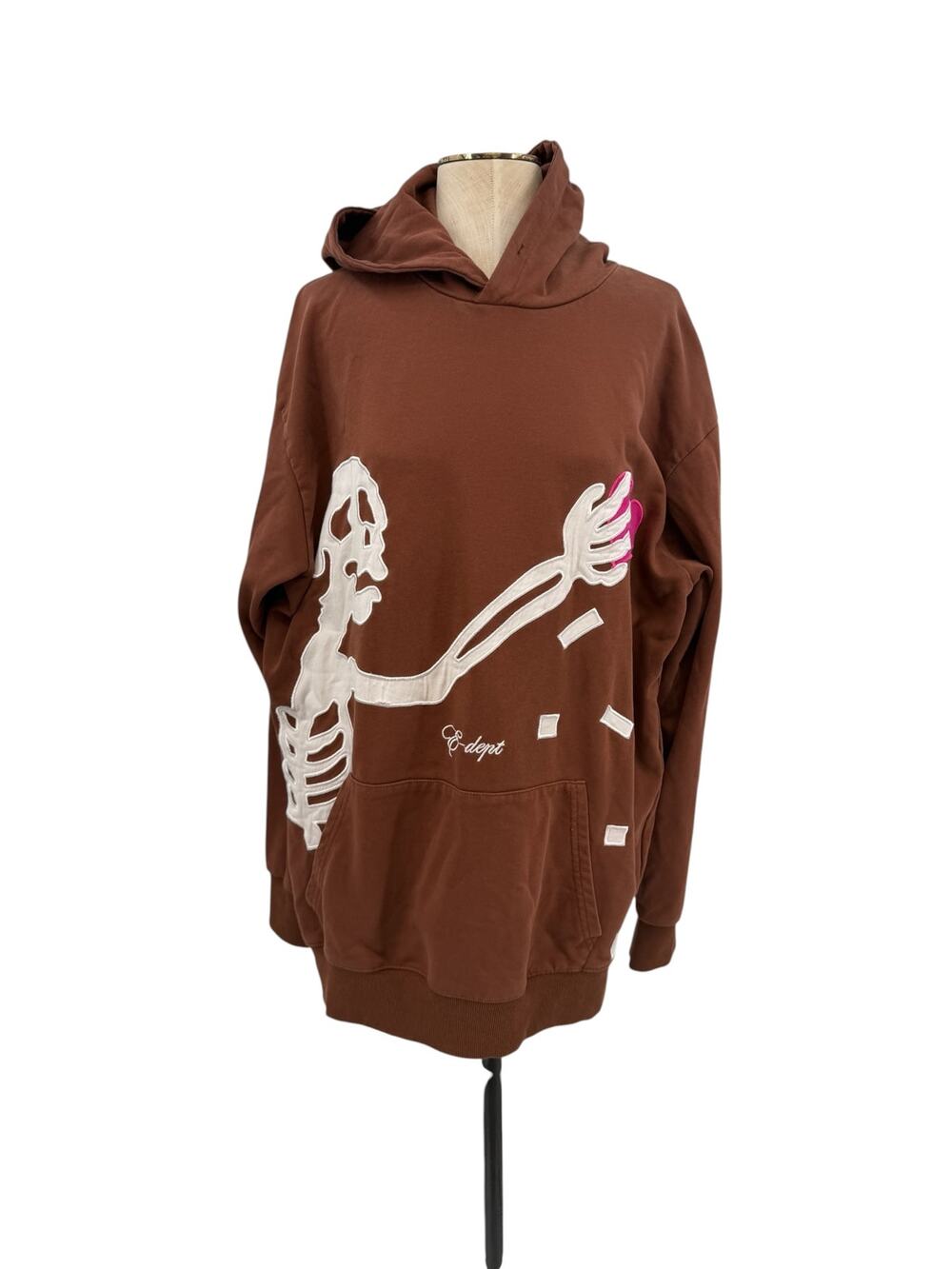 Aelfric Eden Skeleton Heart Thief Embroidered Oversized Hoodie Brown Size XL